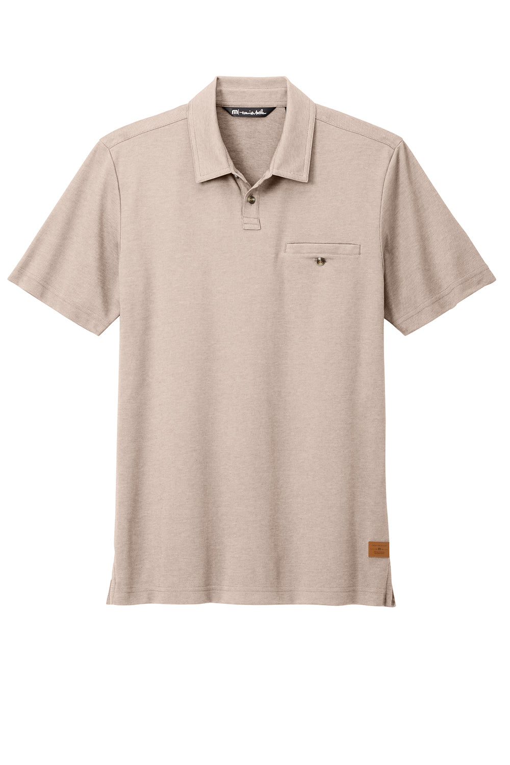 TravisMathew TM1MZ344 Mens Sunsetters Moisture Wicking Short Sleeve Polo Shirt w/ Pocket Heather Portabella Flat Front