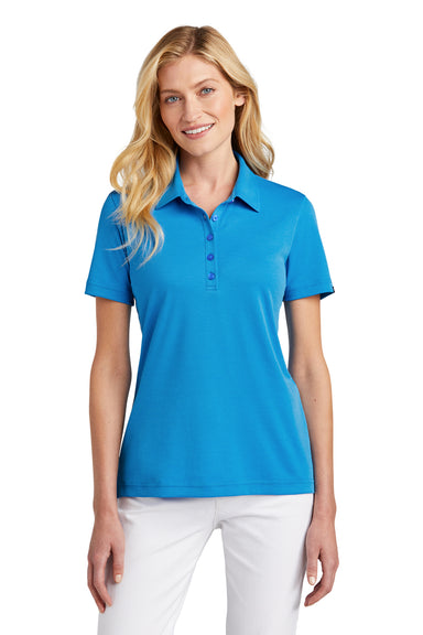 TravisMathew TM1WW001 Womens Oceanside Wrinkle Resistant Short Sleeve Polo Shirt Classic Blue Model Front