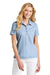 TravisMathew TM1WW002 Womens Oceanside Moisture Wicking Short Sleeve Polo Shirt Heather Allure Blue Model Front