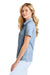 TravisMathew TM1WW002 Womens Oceanside Moisture Wicking Short Sleeve Polo Shirt Heather Allure Blue Model Side