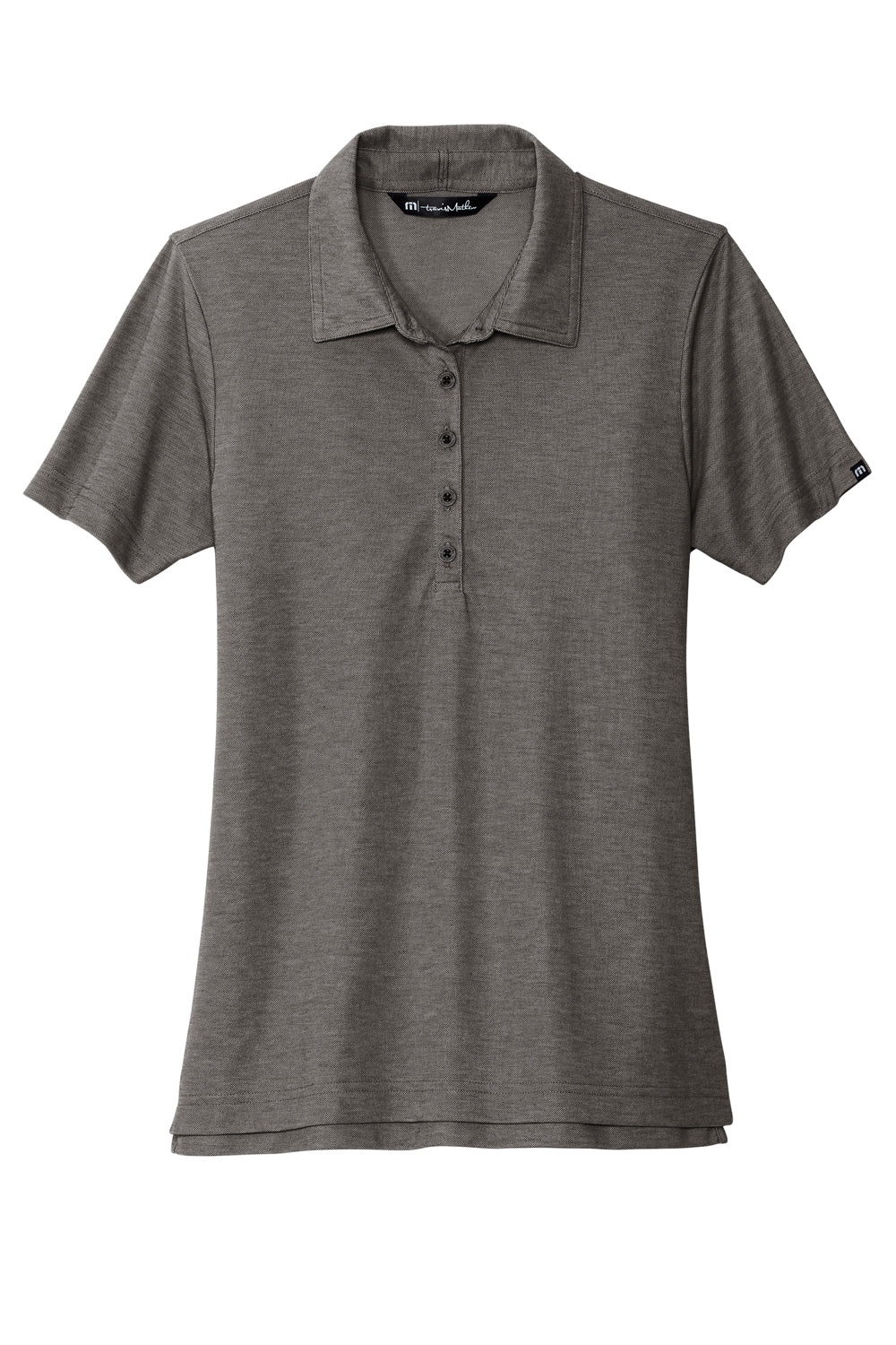 TravisMathew TM1WW002 Womens Oceanside Moisture Wicking Short Sleeve Polo Shirt Heather Black Flat Front