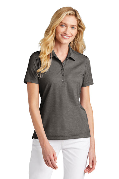 TravisMathew TM1WW002 Womens Oceanside Moisture Wicking Short Sleeve Polo Shirt Heather Black Model Front