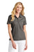 TravisMathew TM1WW002 Womens Oceanside Moisture Wicking Short Sleeve Polo Shirt Heather Black Model Front