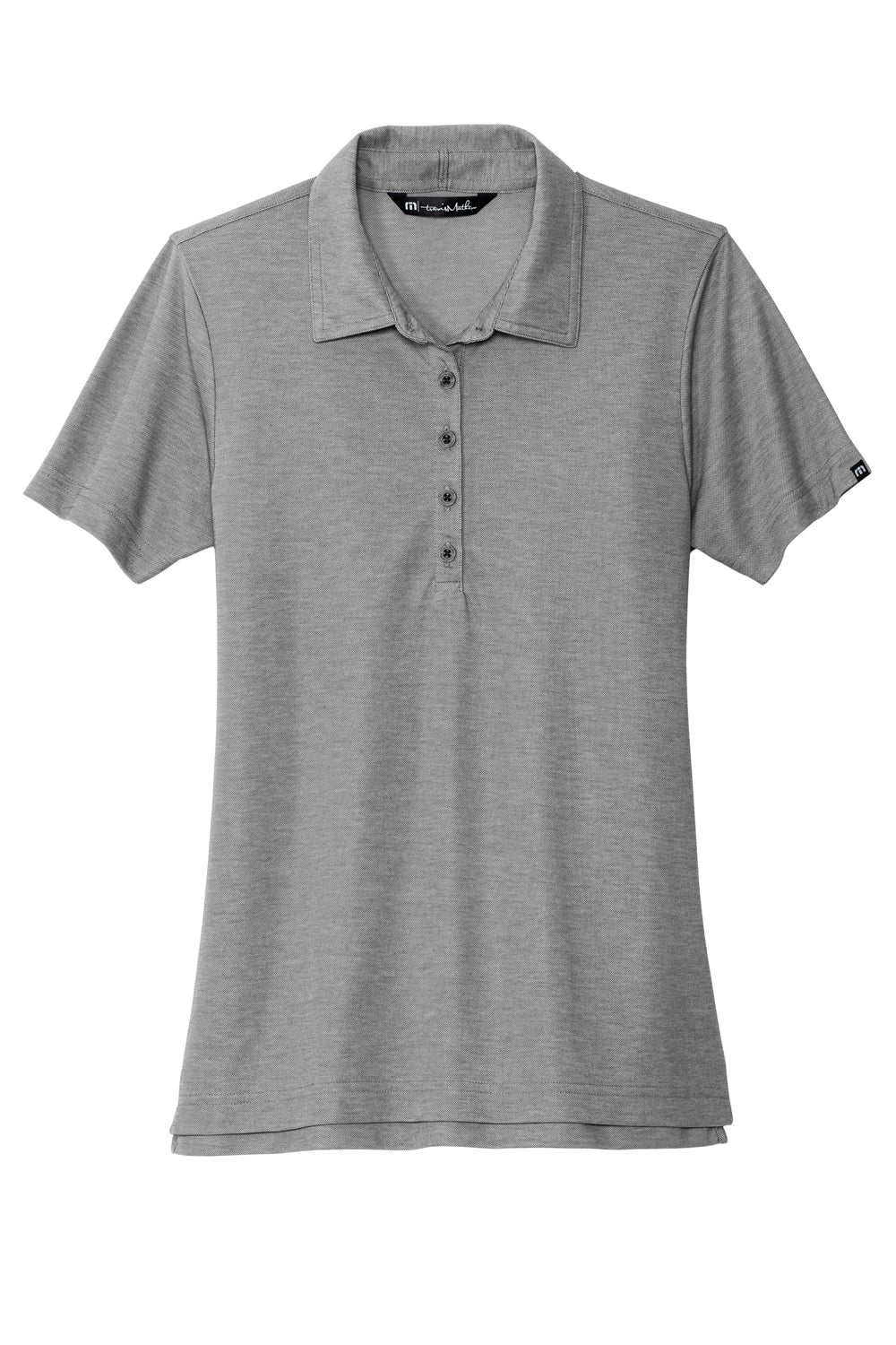 TravisMathew TM1WW002 Womens Oceanside Moisture Wicking Short Sleeve Polo Shirt Heather Quiet Shade Grey Flat Front