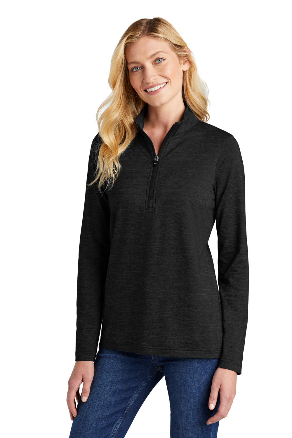 TravisMathew TM1WW003 Womens Crestview 1/4 Zip Sweatshirt Black Model 3Q