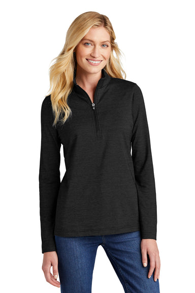 TravisMathew TM1WW003 Womens Crestview 1/4 Zip Sweatshirt Black Model Front