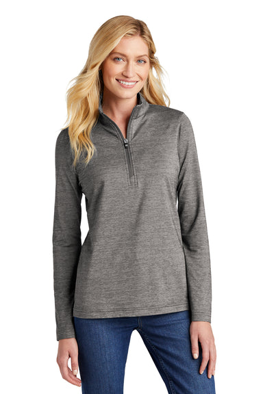 TravisMathew TM1WW003 Womens Crestview 1/4 Zip Sweatshirt Heather Grey Model Front