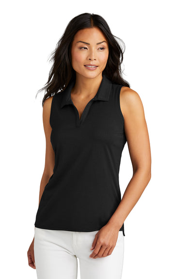 TravisMathew TM1WX001 Womens Coto Performance Wrinkle Resistant Sleeveless Polo Shirt Black Model Front