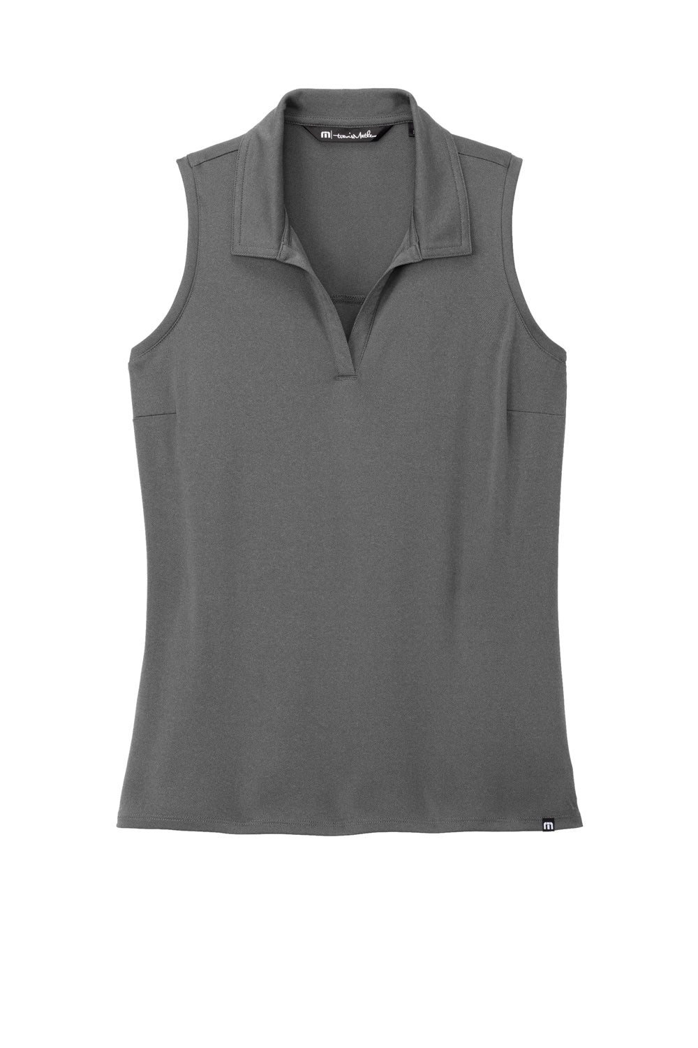 TravisMathew TM1WX001 Womens Coto Performance Wrinkle Resistant Sleeveless Polo Shirt Quiet Shade Grey/Black Flat Front