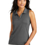 TravisMathew Womens Coto Performance Wrinkle Resistant Sleeveless Polo Shirt - Quiet Shade Grey/Black