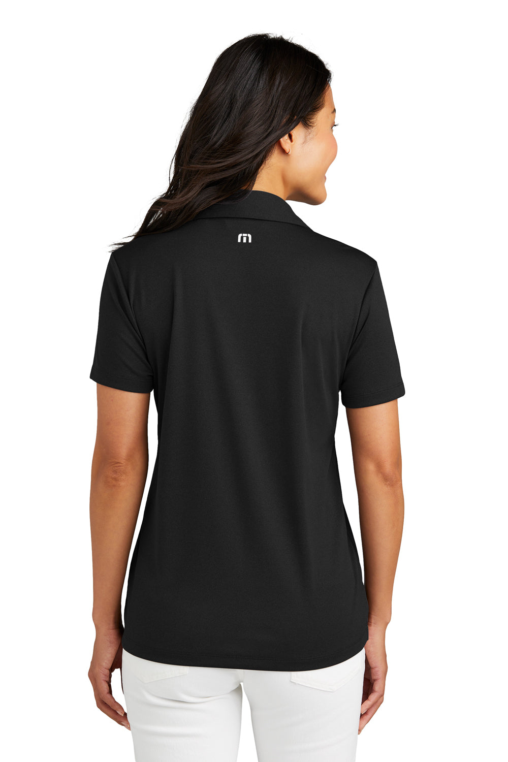 TravisMathew TM1WX002 Womens Coto Performance Wrinkle Resistant Short Sleeve Polo Shirt Black Model Back