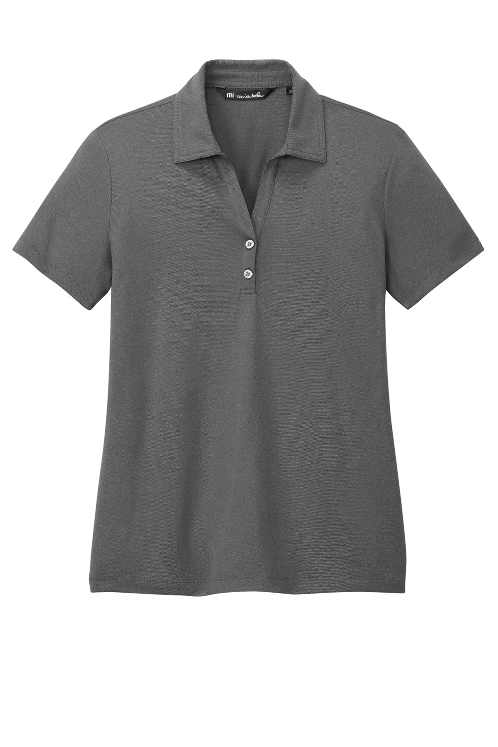 TravisMathew TM1WX002 Womens Coto Performance Wrinkle Resistant Short Sleeve Polo Shirt Quiet Shade Grey/Black Flat Front