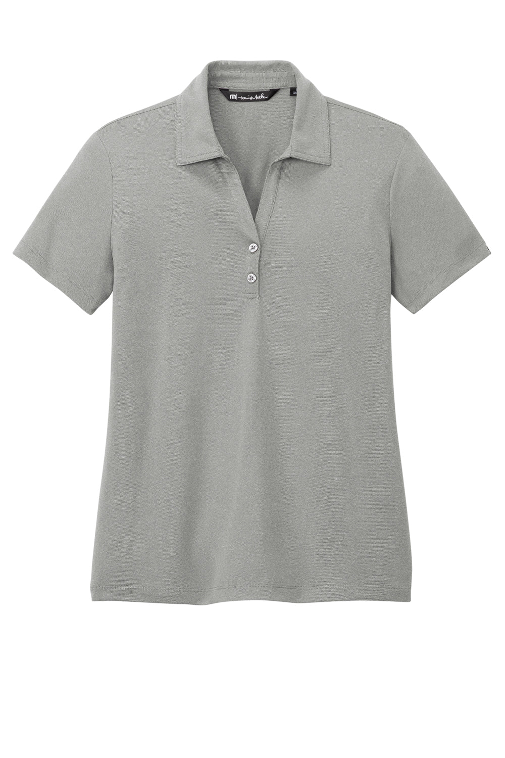 TravisMathew TM1WX002 Womens Coto Performance Wrinkle Resistant Short Sleeve Polo Shirt Heather Quiet Shade Grey Flat Front