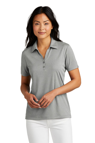 TravisMathew TM1WX002 Womens Coto Performance Wrinkle Resistant Short Sleeve Polo Shirt Heather Quiet Shade Grey Model Front