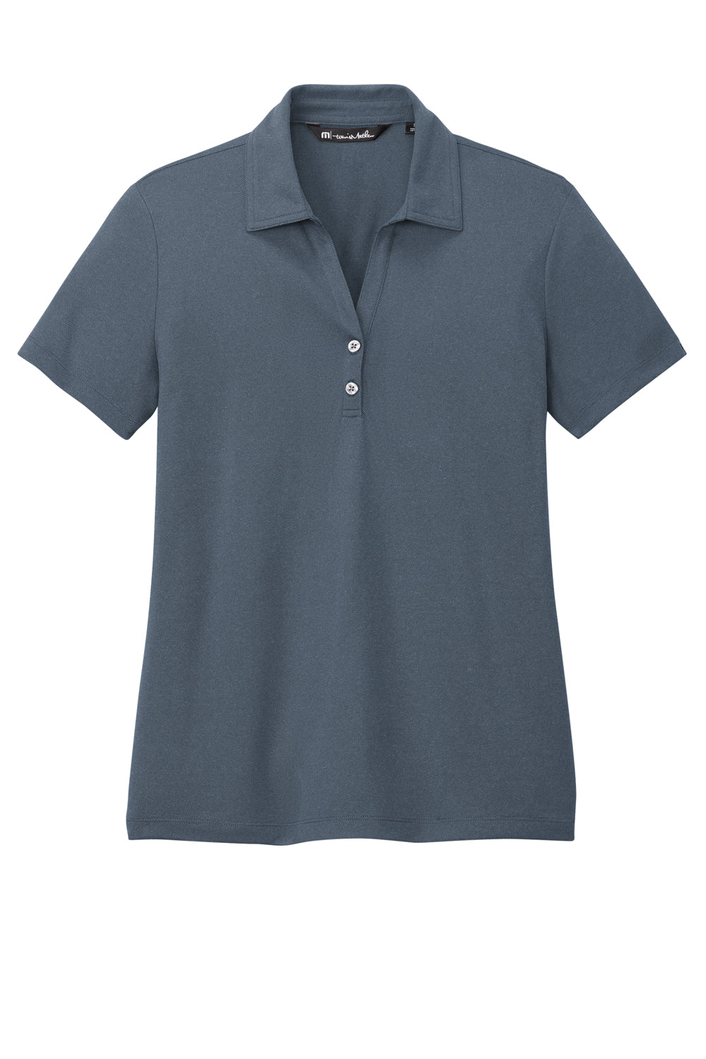 TravisMathew TM1WX002 Womens Coto Performance Wrinkle Resistant Short Sleeve Polo Shirt Vintage Indigo Blue/Black Flat Front