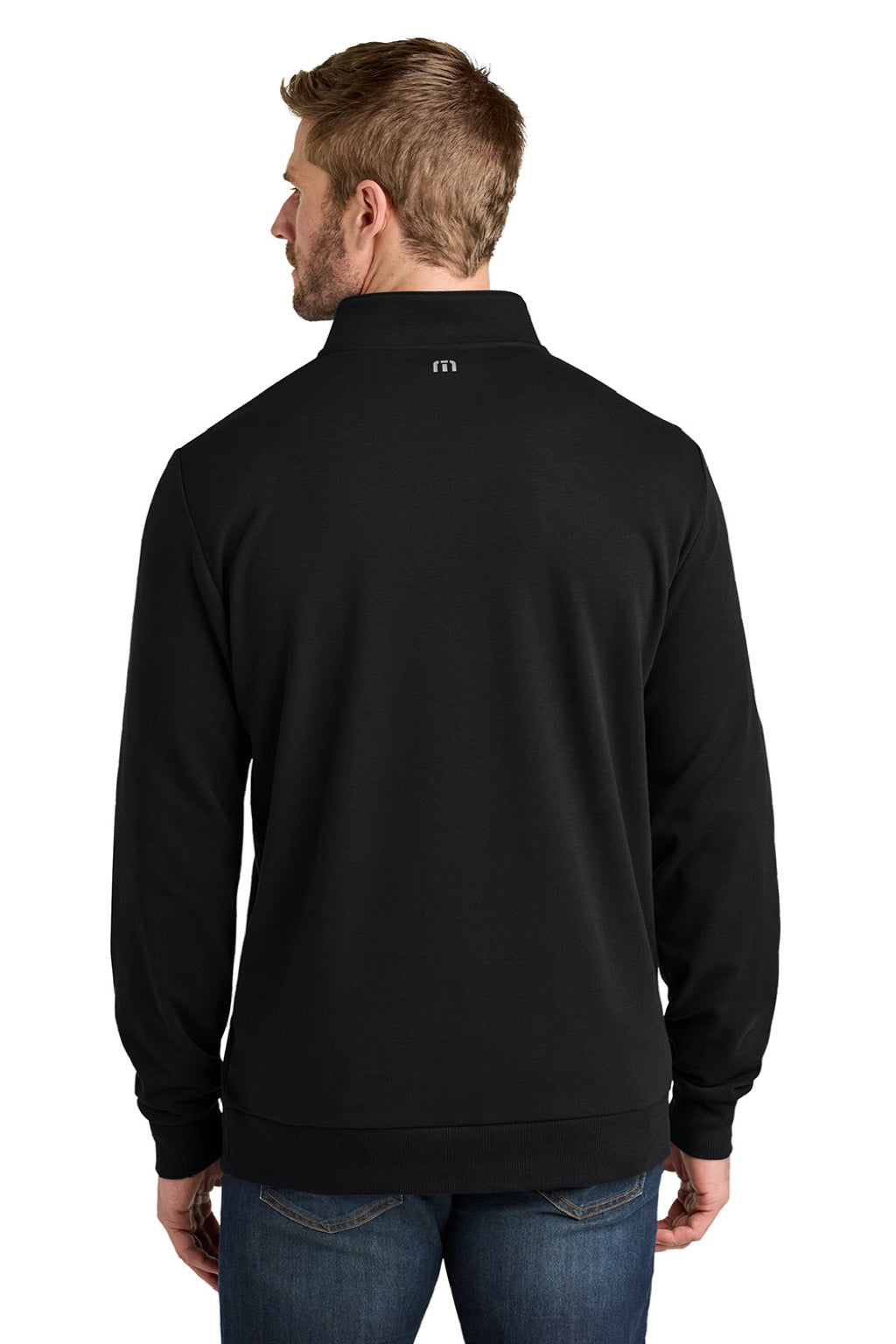 TravisMathew TMA41421 Mens Ocean Villa 1/4 Zip Sweatshirt Black Model Back