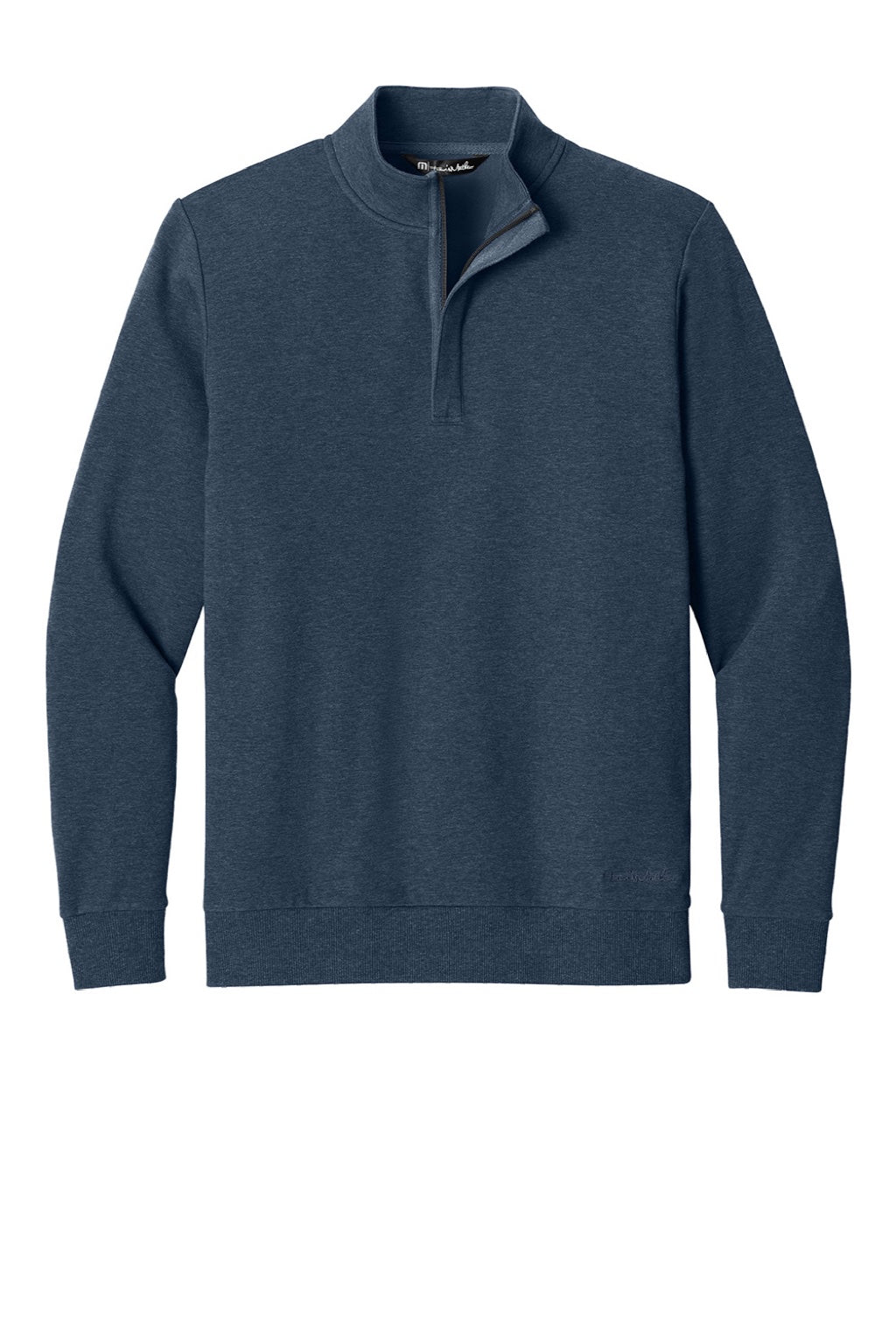 TravisMathew TMA41421 Mens Ocean Villa 1/4 Zip Sweatshirt Heather Blue Flat Front