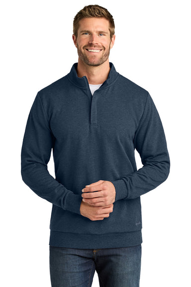 TravisMathew TMA41421 Mens Ocean Villa 1/4 Zip Sweatshirt Heather Blue Model Front