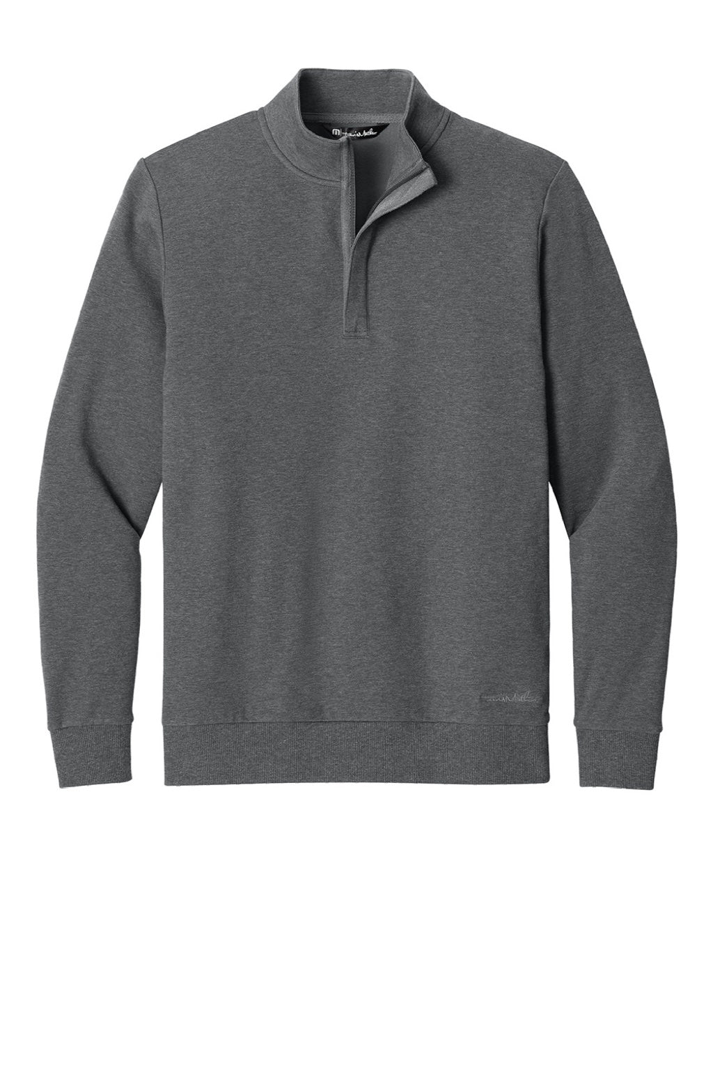 TravisMathew TMA41421 Mens Ocean Villa 1/4 Zip Sweatshirt Heather Dark Grey Flat Front