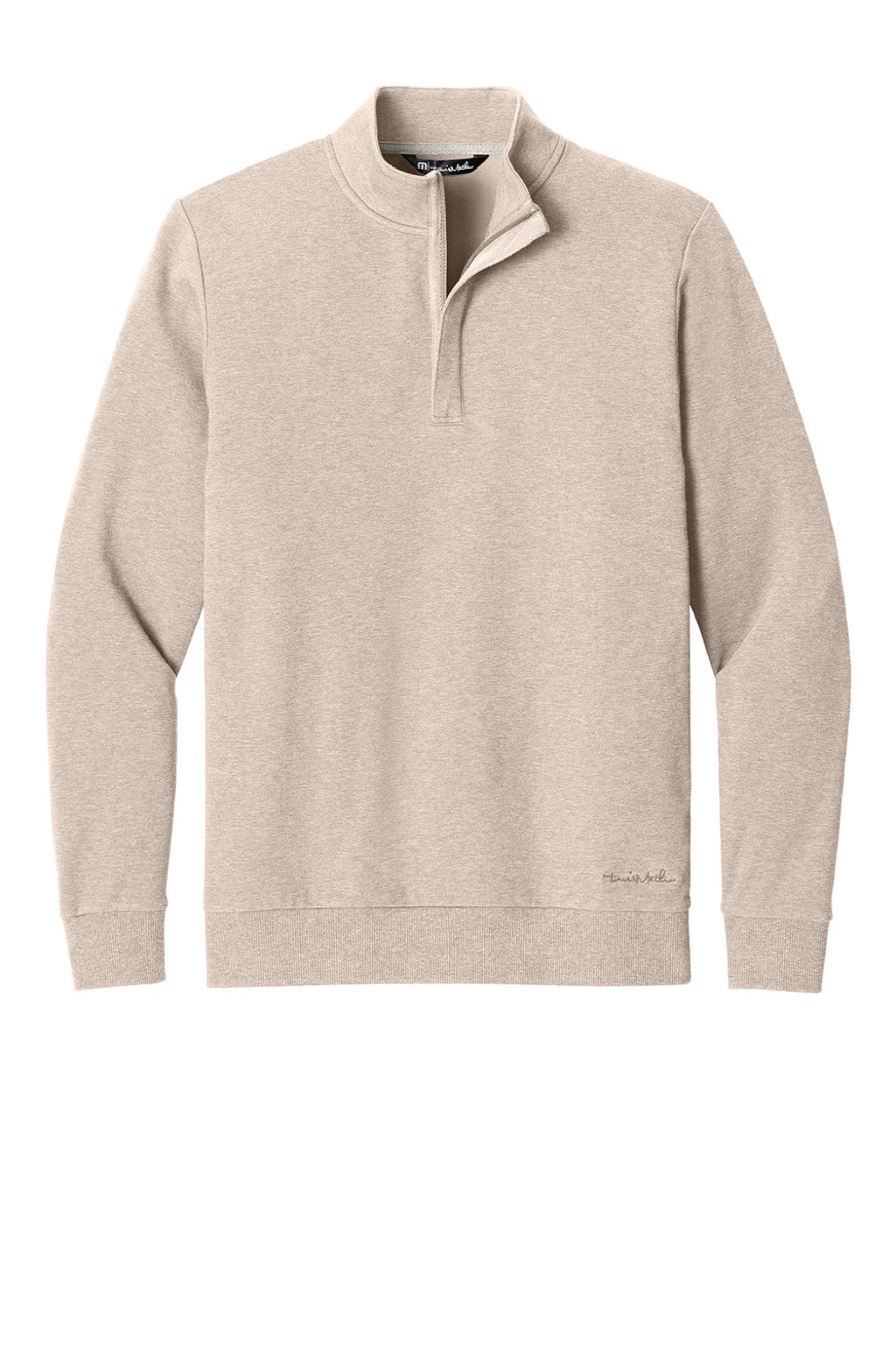 TravisMathew TMA41421 Mens Ocean Villa 1/4 Zip Sweatshirt Heather Natural Flat Front