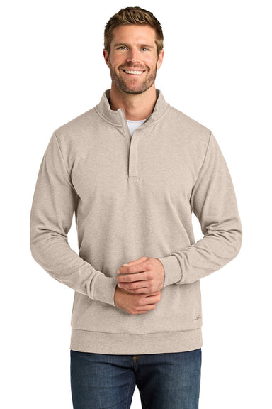 TravisMathew TMA41421 Mens Ocean Villa 1/4 Zip Sweatshirt Heather Natural Model Front