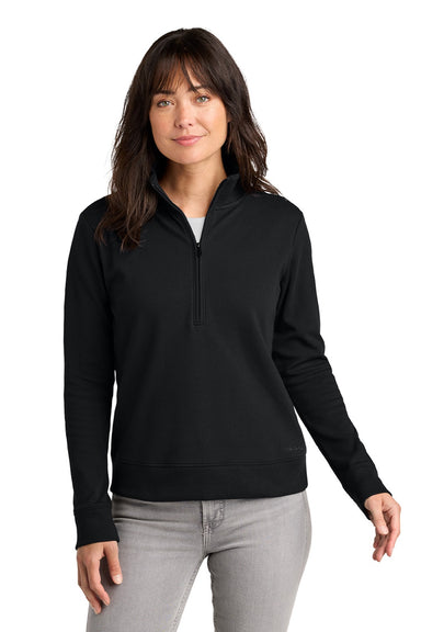 TravisMathew TMA41428 Womens Ocean Villa 1/4 Zip Sweatshirt Black Model Front
