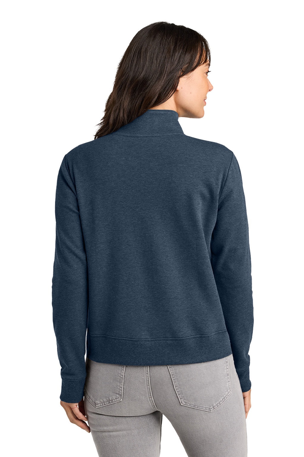 TravisMathew TMA41428 Womens Ocean Villa 1/4 Zip Sweatshirt Heather Blue Model Back