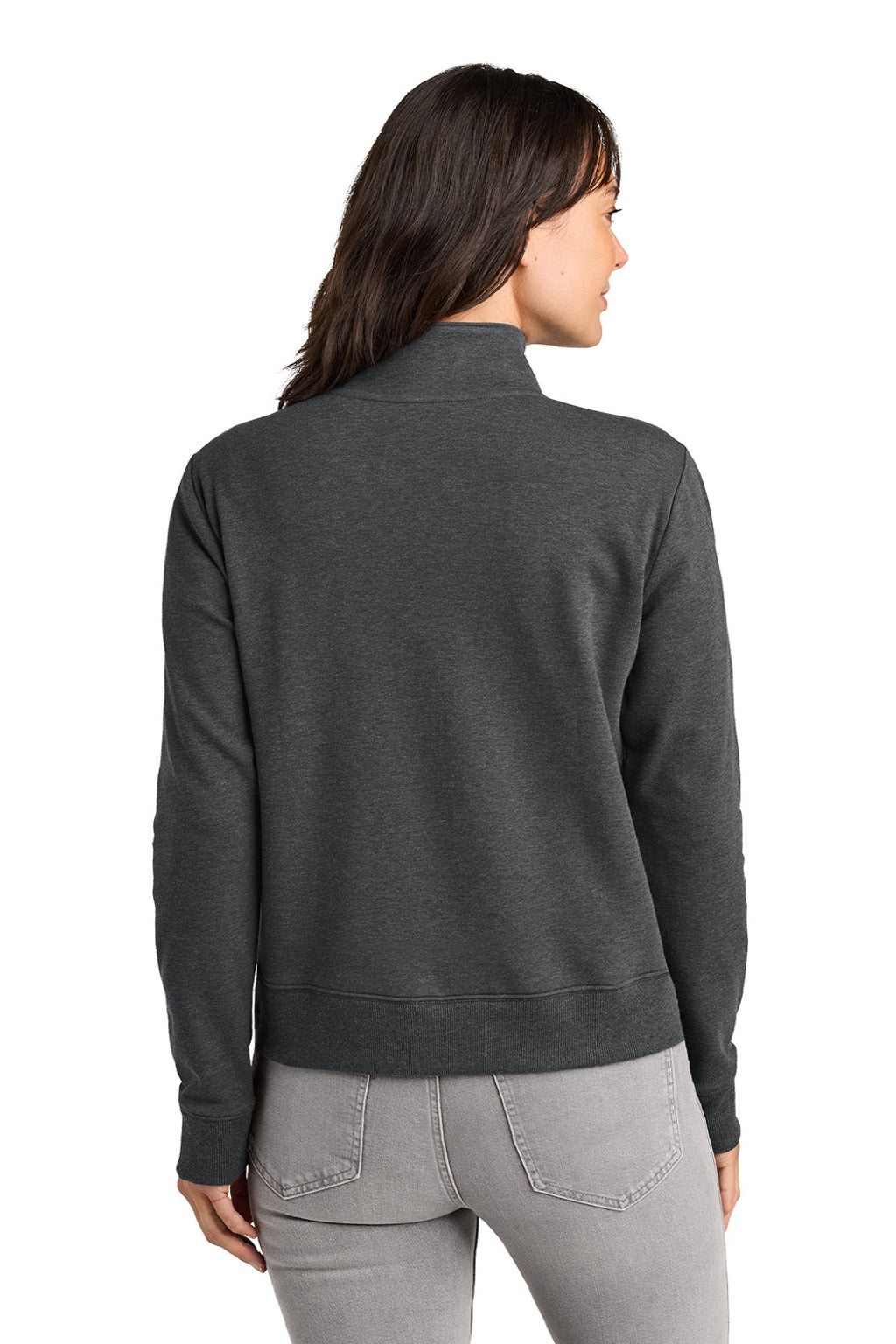 TravisMathew TMA41428 Womens Ocean Villa 1/4 Zip Sweatshirt Heather Dark Grey Model Back