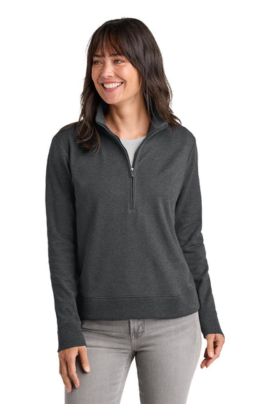 TravisMathew TMA41428 Womens Ocean Villa 1/4 Zip Sweatshirt Heather Dark Grey Model Front