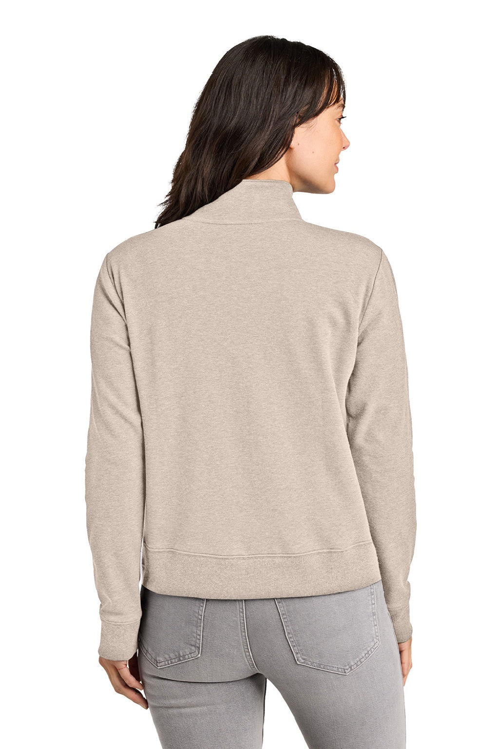 TravisMathew TMA41428 Womens Ocean Villa 1/4 Zip Sweatshirt Heather Natural Model Back