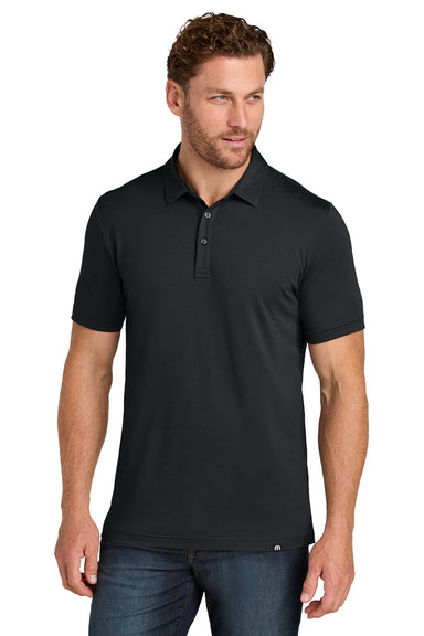 TravisMathew TMA41461 Mens Glenview Wrinkle Resistant Short Sleeve Polo Shirt Black Model Front