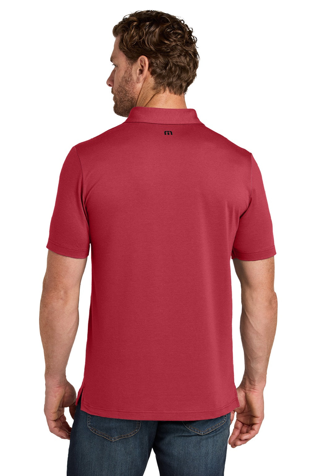 TravisMathew TMA41461 Mens Glenview Wrinkle Resistant Short Sleeve Polo Shirt Scooter Red Model Back