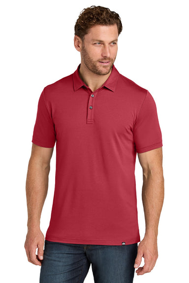 TravisMathew TMA41461 Mens Glenview Wrinkle Resistant Short Sleeve Polo Shirt Scooter Red Model Front