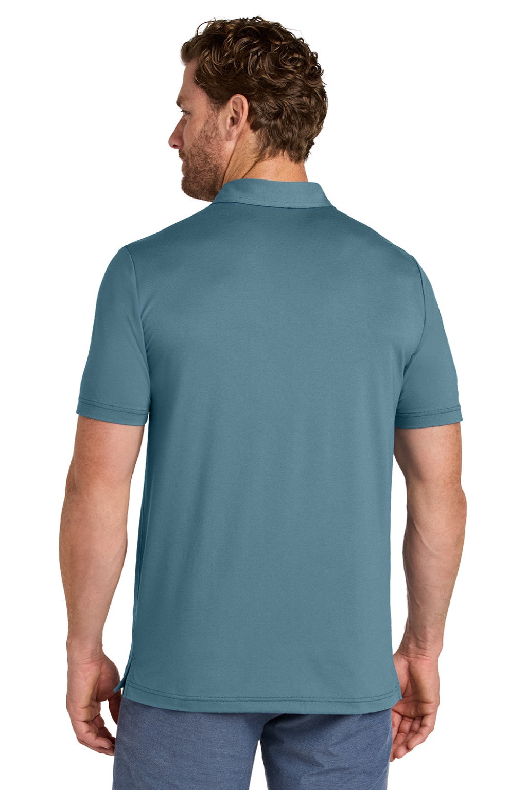 TravisMathew TMA41462 Mens Glenview Wrinkle Resistant Short Sleeve Polo Shirt Stellar Blue Model Back