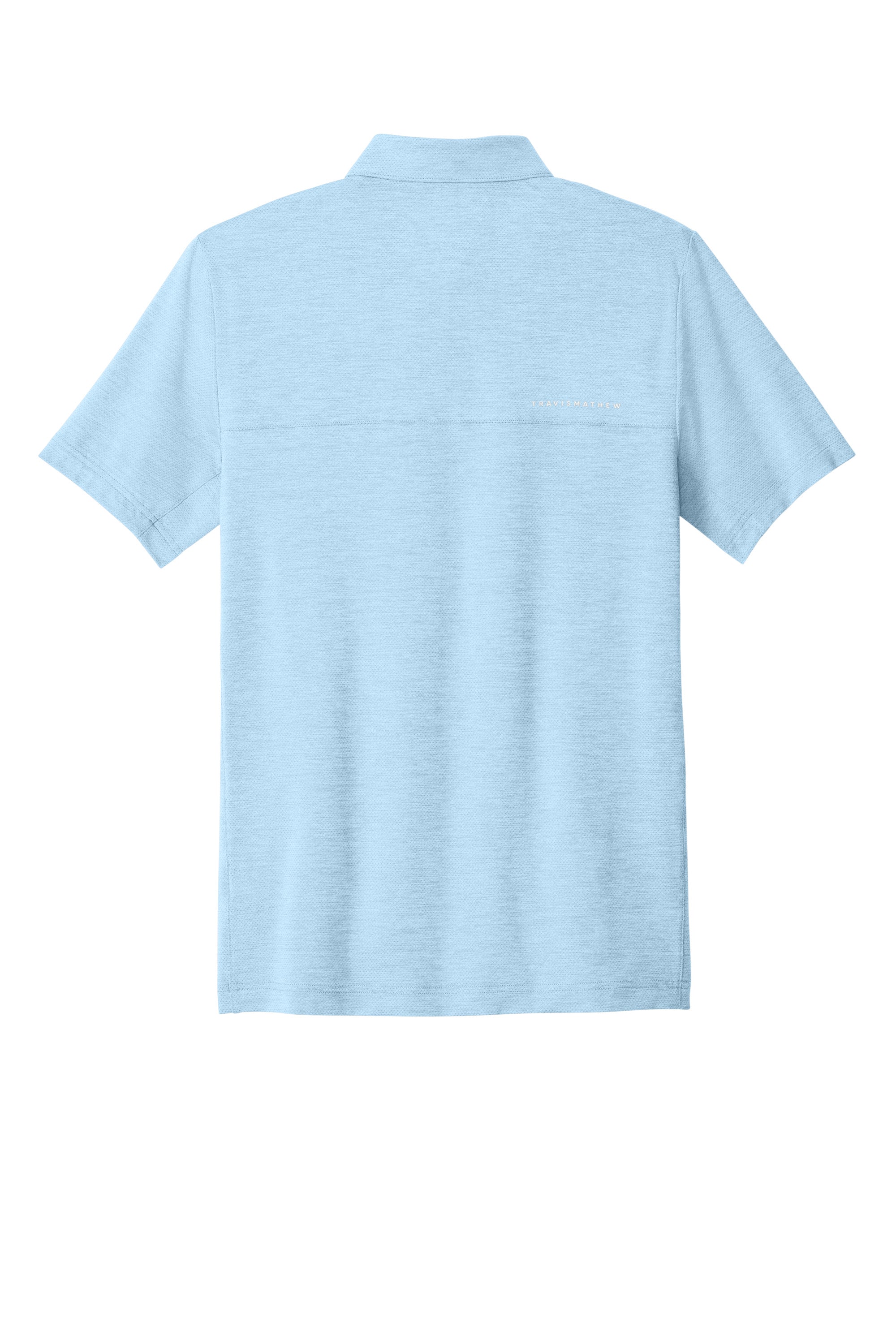TravisMathew TMA42773 Mens Onward Short Sleeve Polo Shirt Heather Airy Blue Flat Back