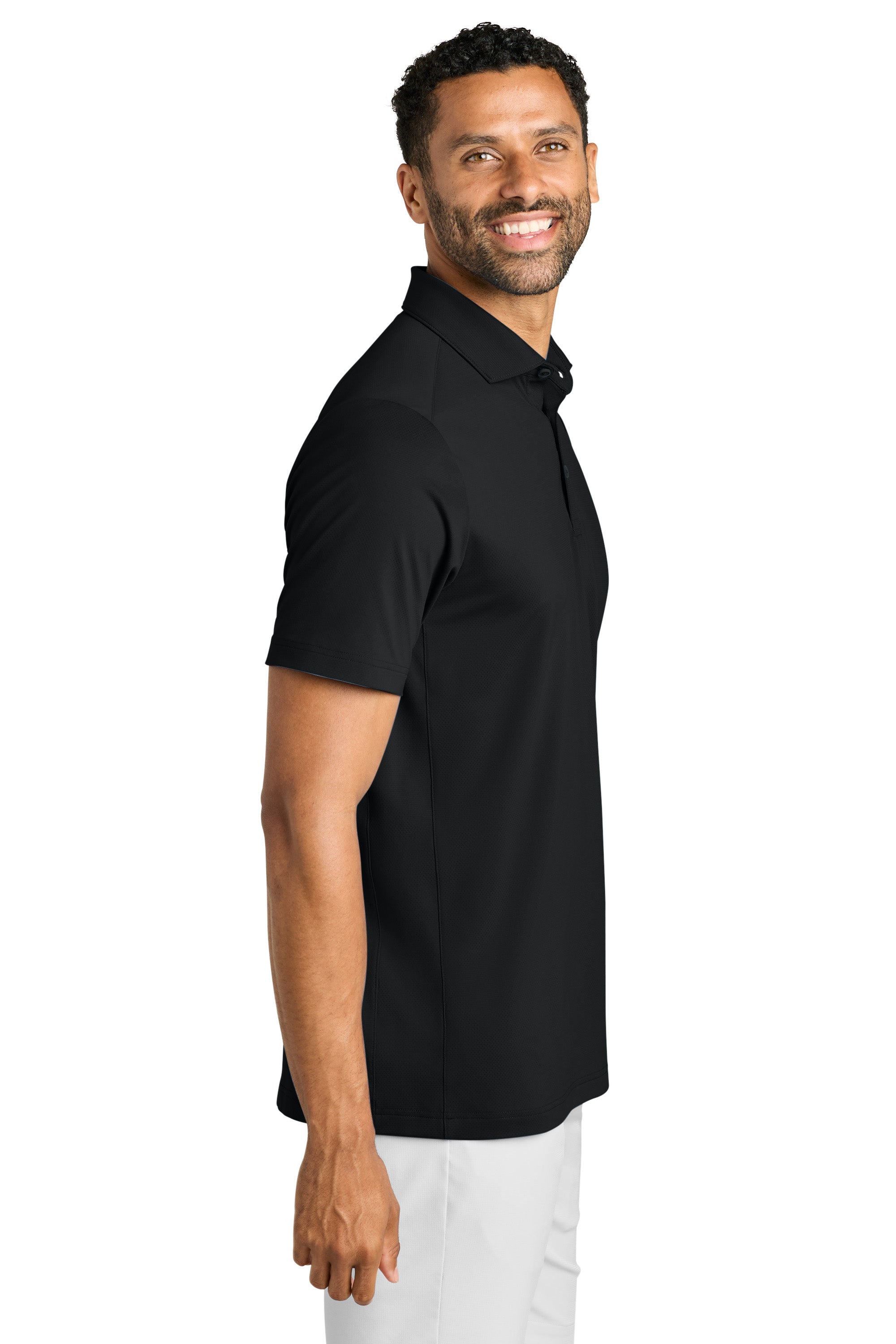 TravisMathew TMA42773 Mens Onward Short Sleeve Polo Shirt Black Model Side