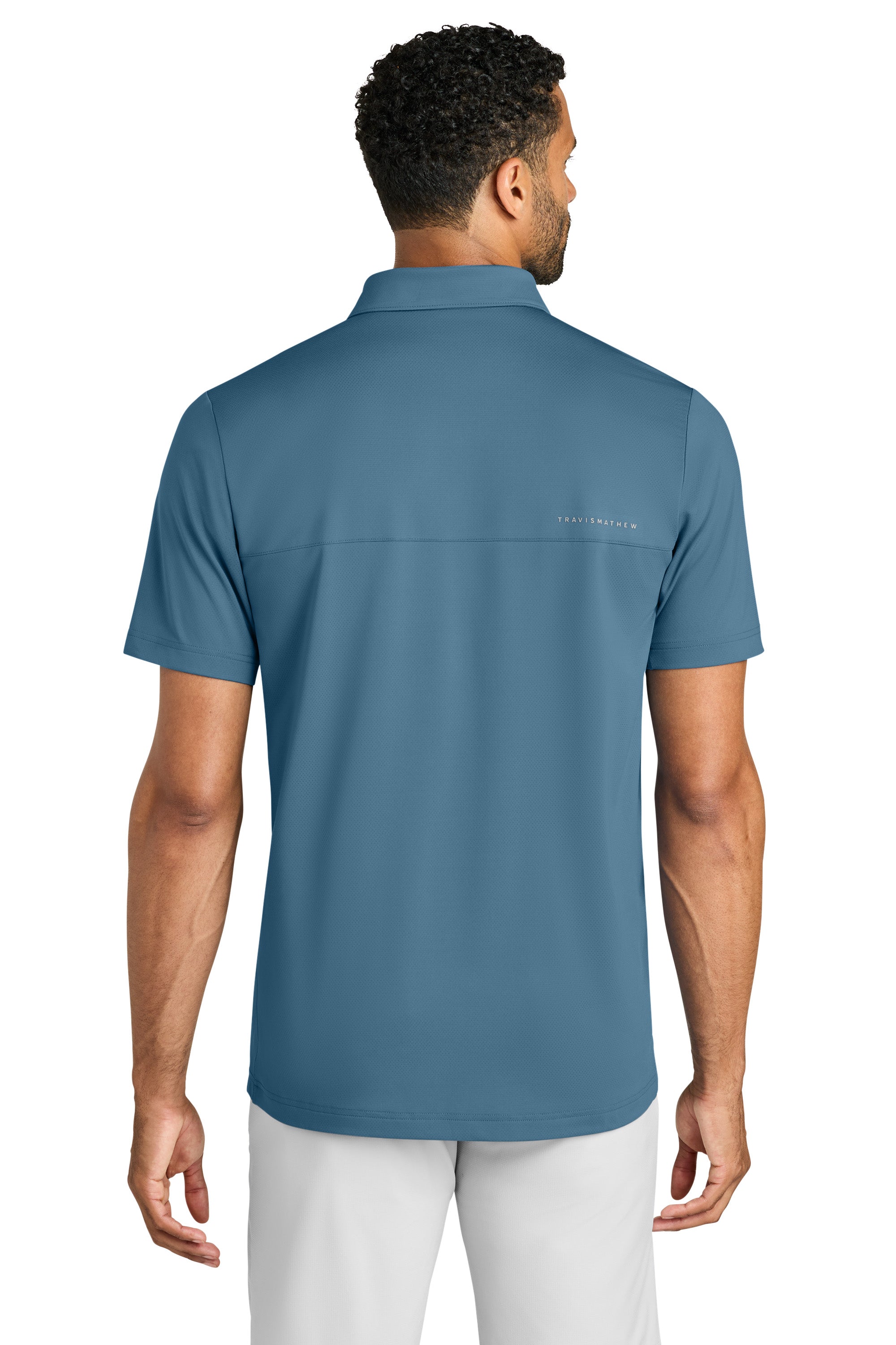 TravisMathew TMA42773 Mens Onward Short Sleeve Polo Shirt Copen Blue Model Back