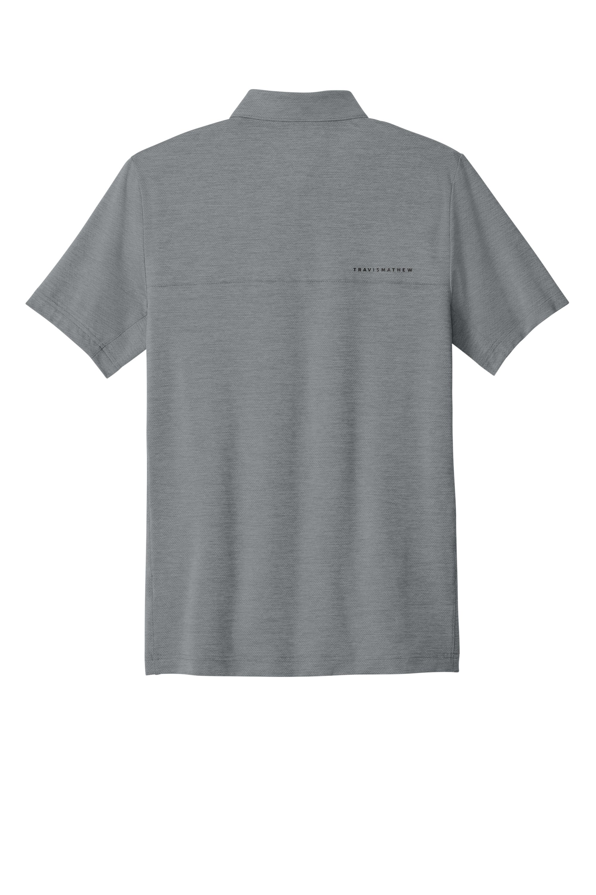 TravisMathew TMA42773 Mens Onward Short Sleeve Polo Shirt Heather Quiet Shade Grey Flat Back