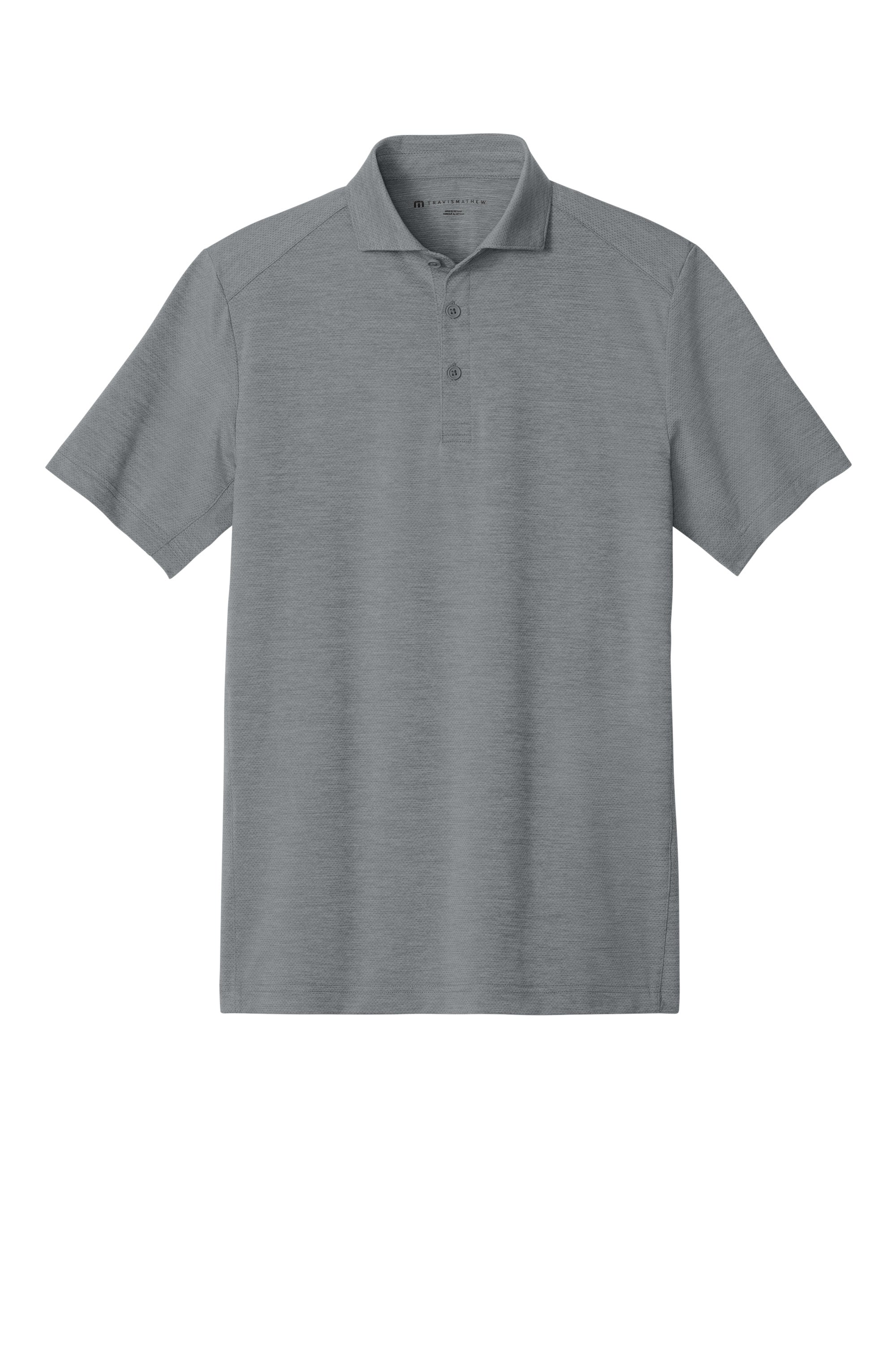 TravisMathew TMA42773 Mens Onward Short Sleeve Polo Shirt Heather Quiet Shade Grey Flat Front