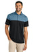 TravisMathew TMA42774 Mens Onward Colorblock Short Sleeve Polo Shirt Copen Blue/Black Model Front