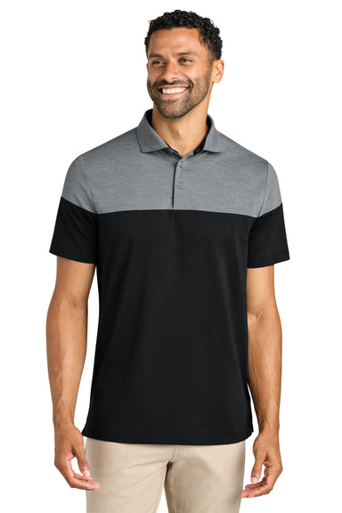 TravisMathew TMA42774 Mens Onward Colorblock Short Sleeve Polo Shirt Heather Quiet Shade Grey/Black Model Front