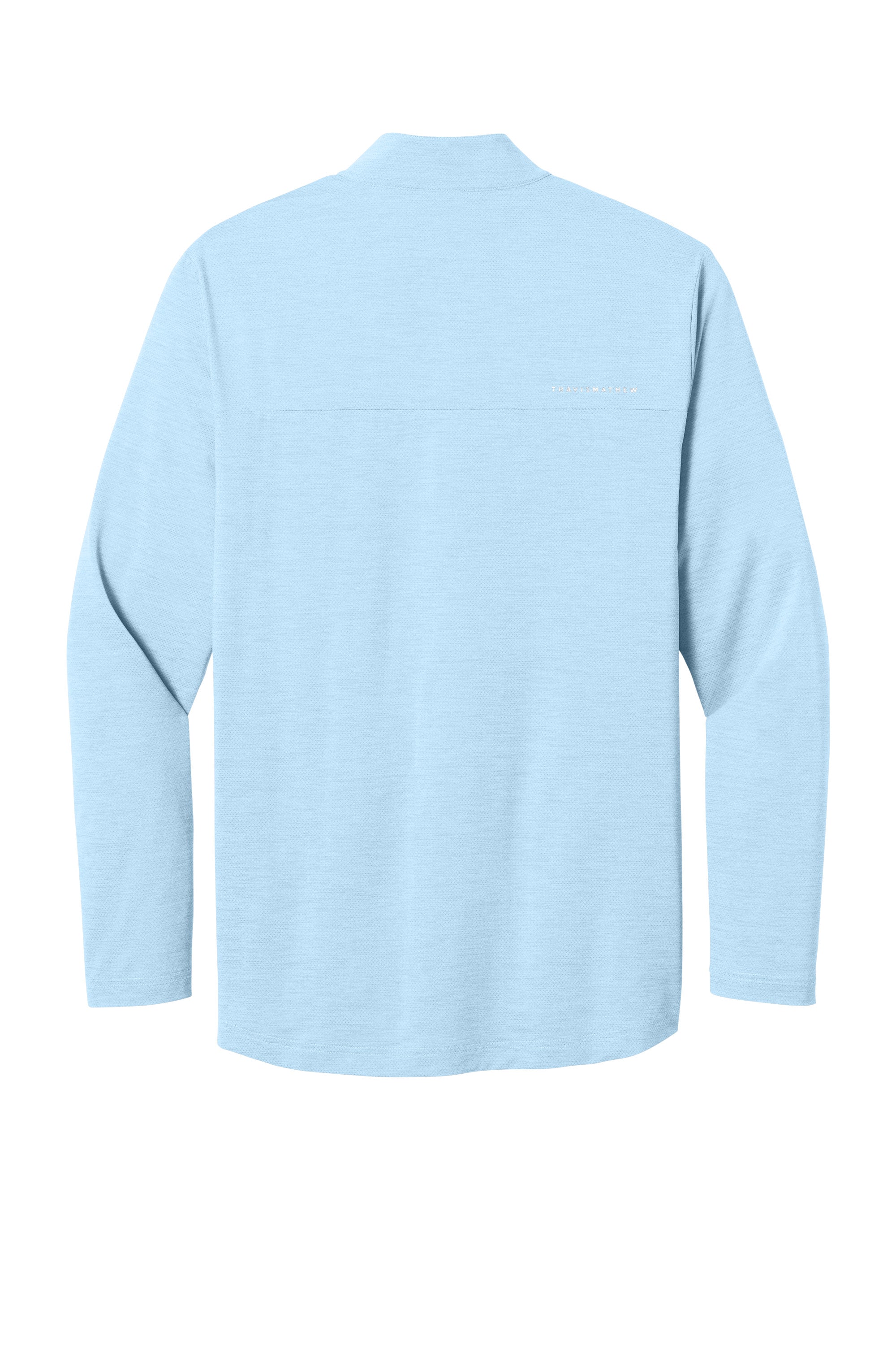 TravisMathew TMA42775 Mens Onward 1/4 Zip Sweatshirt Heather Airy Blue Flat Back