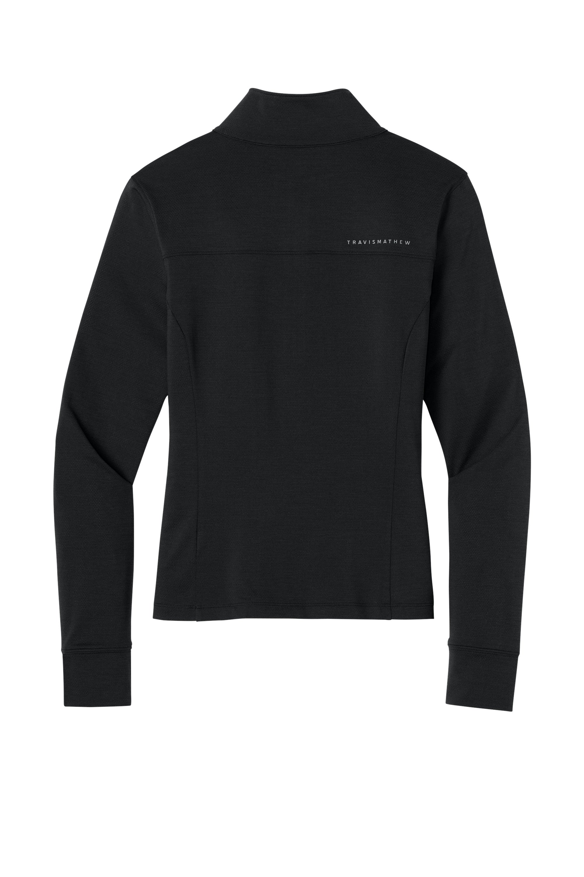 TravisMathew TMA42778 Womens Onward 1/4 Zip Sweatshirt w/ Pockets Black Flat Back