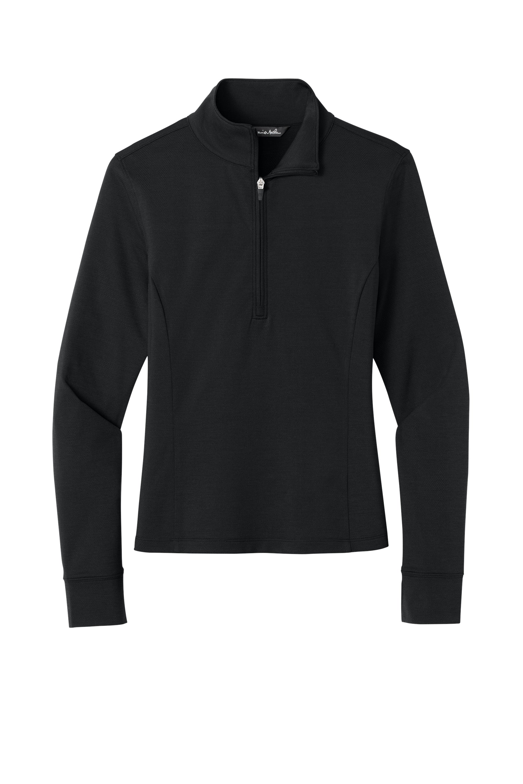 TravisMathew TMA42778 Womens Onward 1/4 Zip Sweatshirt w/ Pockets Black Flat Front
