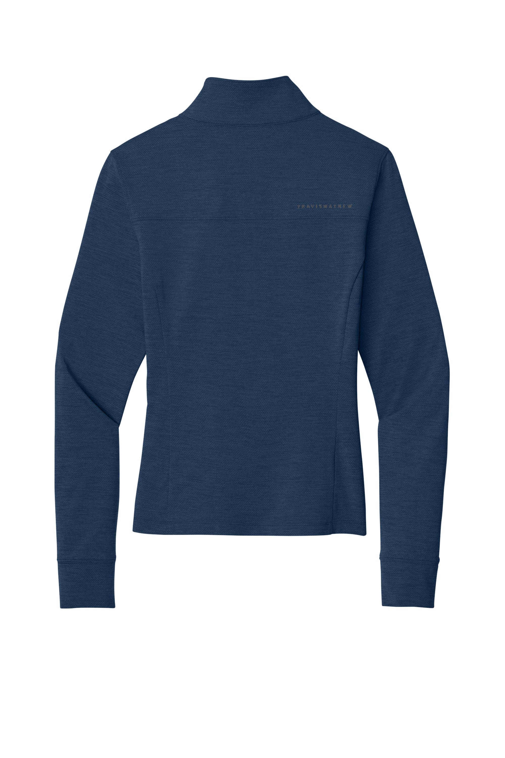 TravisMathew TMA42778 Womens Onward 1/4 Zip Sweatshirt w/ Pockets Heather Navy Blue Flat Back