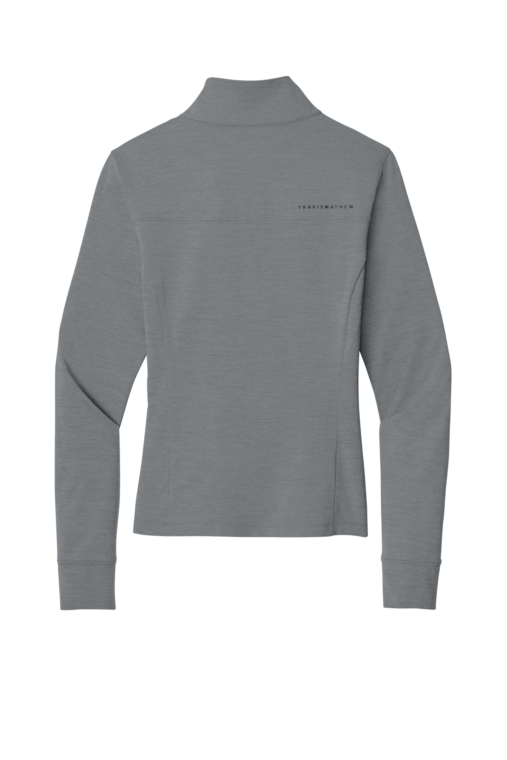 TravisMathew TMA42778 Womens Onward 1/4 Zip Sweatshirt w/ Pockets Heather Quiet Shade Grey Flat Back