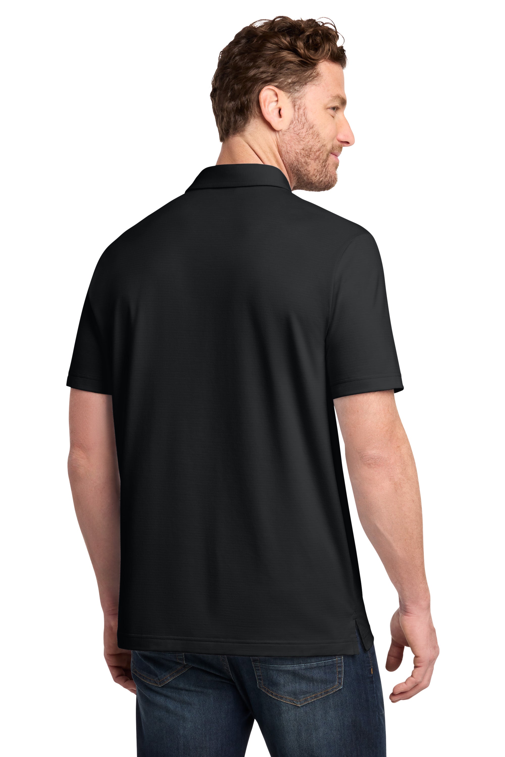 TravisMathew TMA46371 Mens Crestview Short Sleeve Polo Shirt Black Model Back