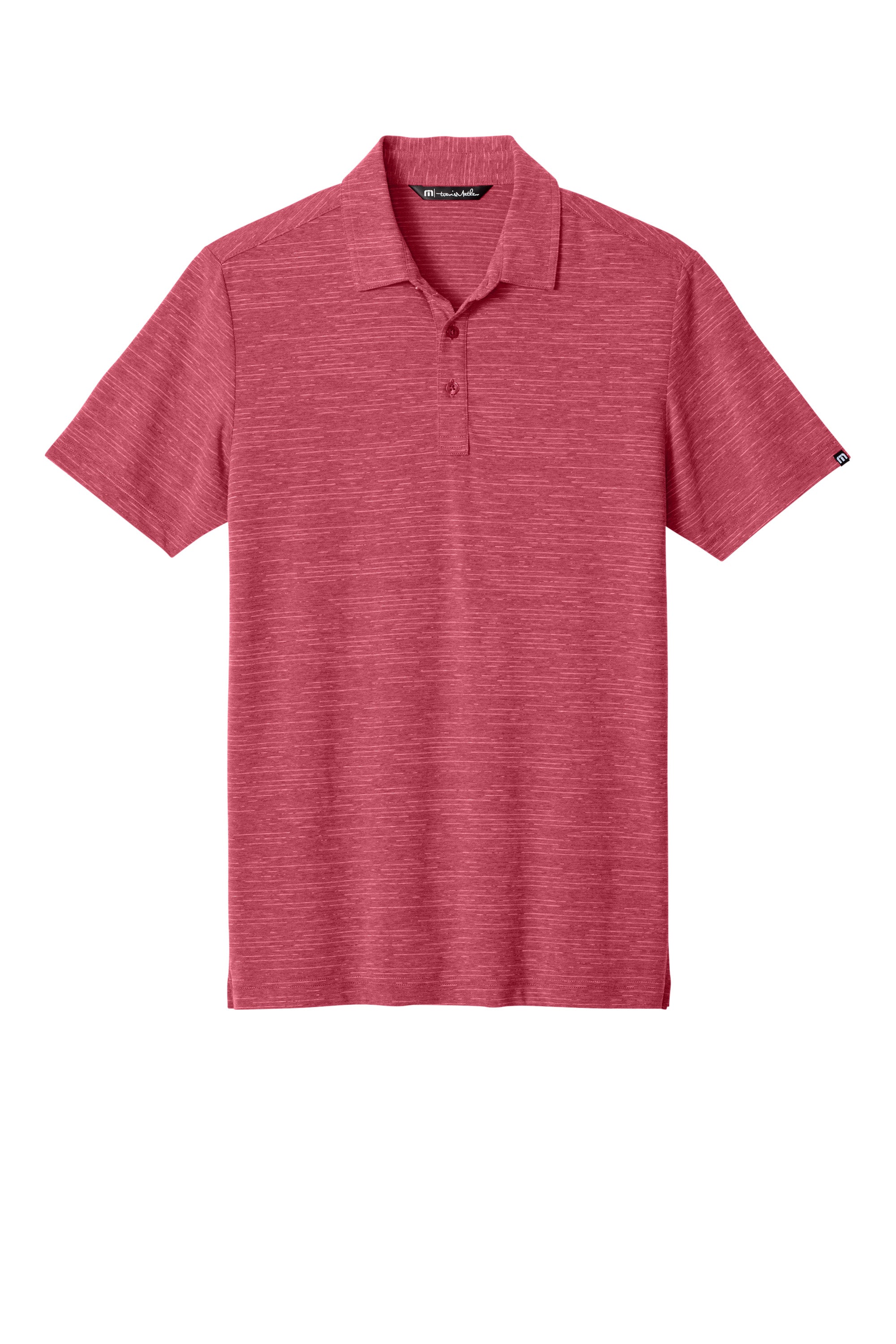 TravisMathew TMA46371 Mens Crestview Short Sleeve Polo Shirt Heather Scooter Red Flat Front
