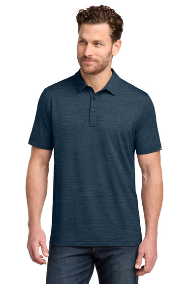TravisMathew TMA46371 Mens Crestview Short Sleeve Polo Shirt Heather Vintage Indigo Blue Model Front