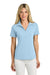 TravisMathew TMA46416 Womens Onward Short Sleeve Polo Shirt Heather Airy Blue Model Front